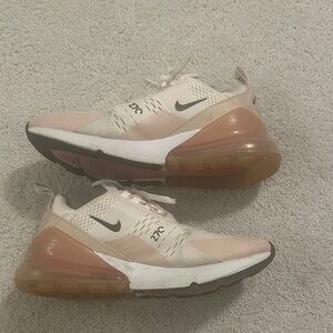 Nike Women's Air Max 270 Cream and Pink Sneakers